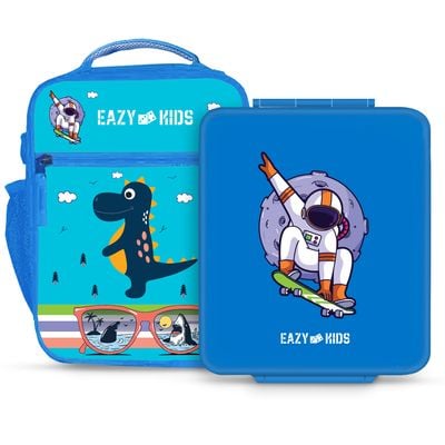 Eazy Kids Bento Boxes wt Insulated Lunch Bag Combo - Baby Astronaut Blue